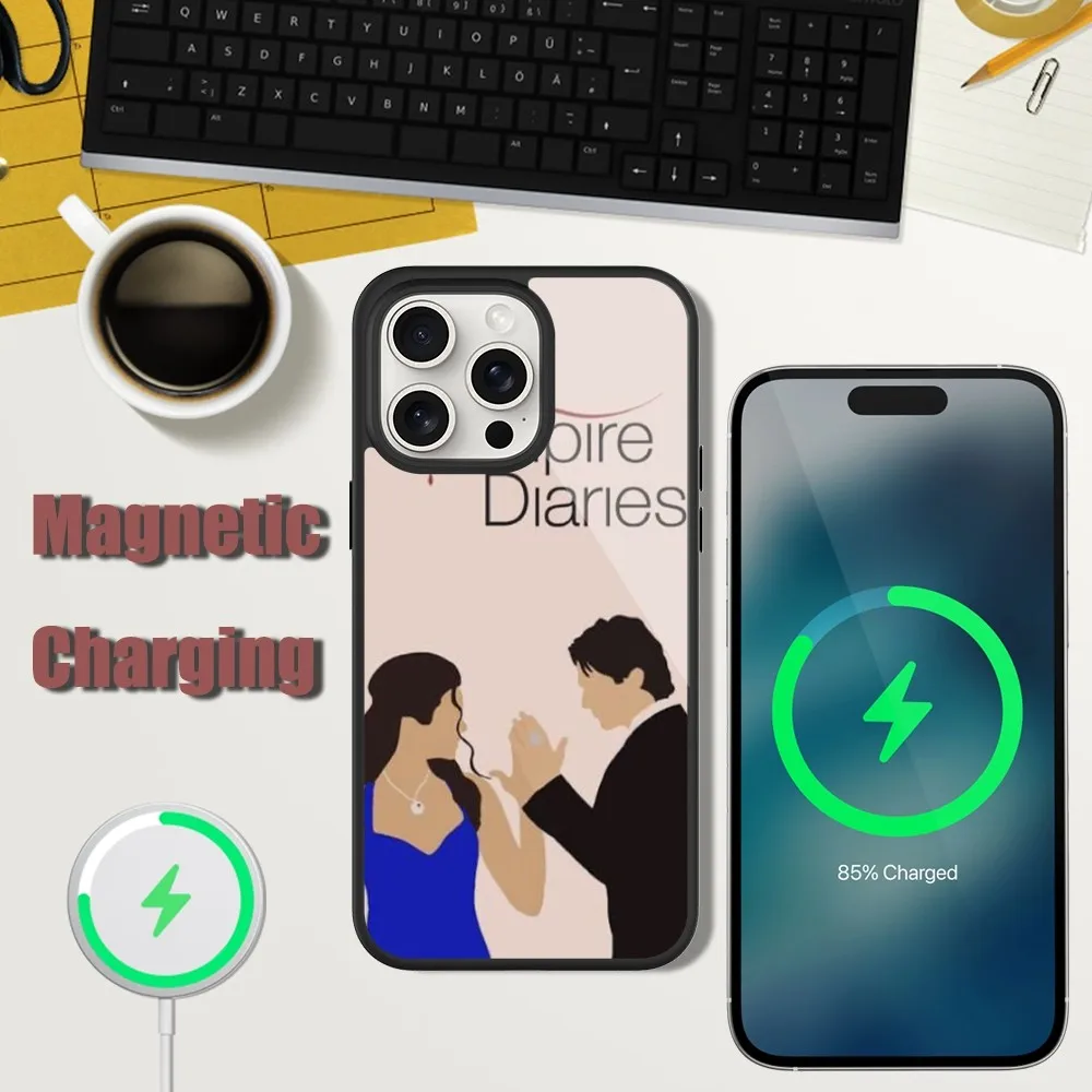 The Vampire Diaries Phone Case For iPhone 13 15 11 12 14 Plus Pro Max Glass Charging Magsafe Magnetic Cover