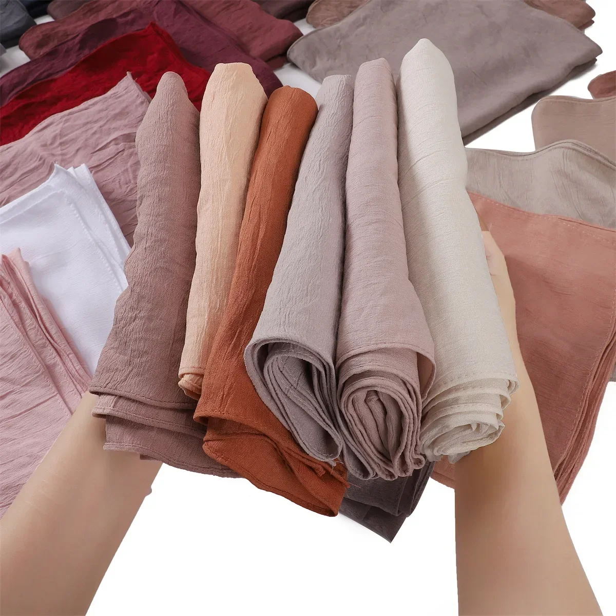 צעיף רגיל קמט צעיף חיג 'אב צעיף סרקפים צעיפים מעטוף ראש מוסלים צעיף המוסלמי נשים ראש מטפחת טורבן 90 * 90c