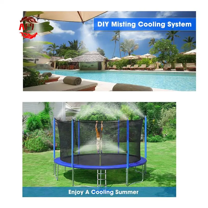 

AF90-Наружная система запотевания Садовый спринклер 33 фута (10 м), линия запотевания «сделай сам», 12 шт. латунное сопло (3/4 дюйма), садовая теплица Trampo