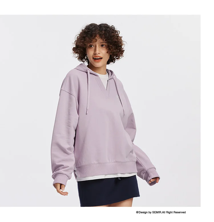 Semir Damen Hoodie mit Kapuze Übergroß Stickerei Patchwork Faux Zweiteiler Campus-Stil Herbst Sweatshirt Alltagskleidung 2026 – Detail 8