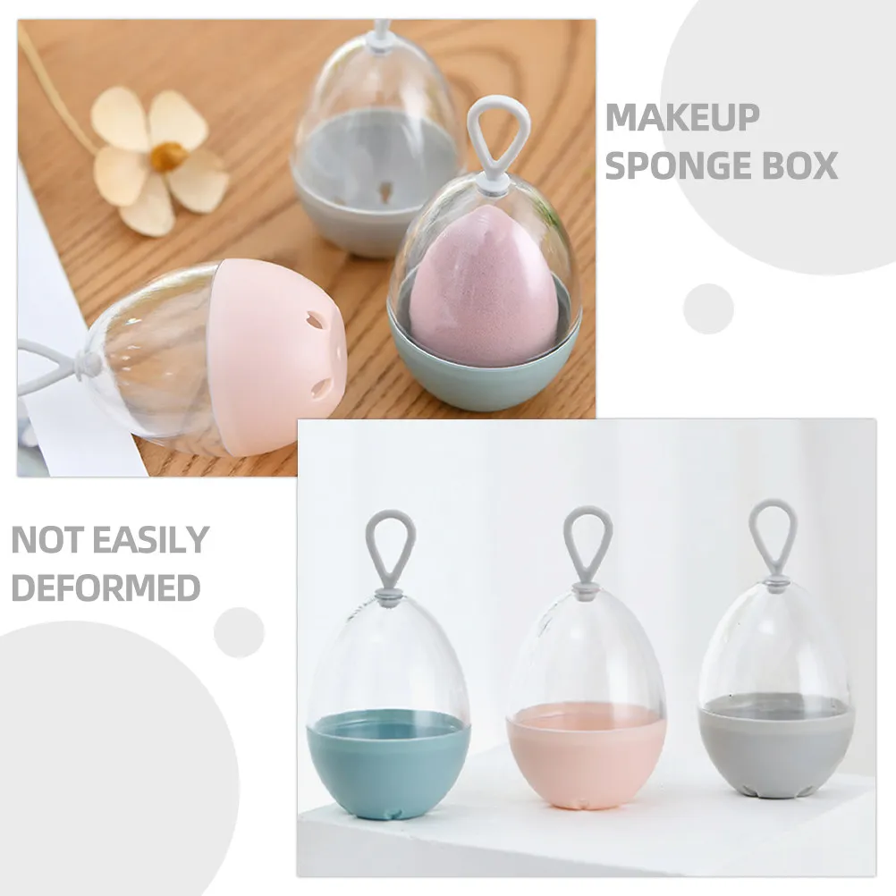 

6pcs Makeup Sponge Storage Box Egg Holder Travel Silicone Puff Container Portable Beauty Organizer Reusable Tool Case