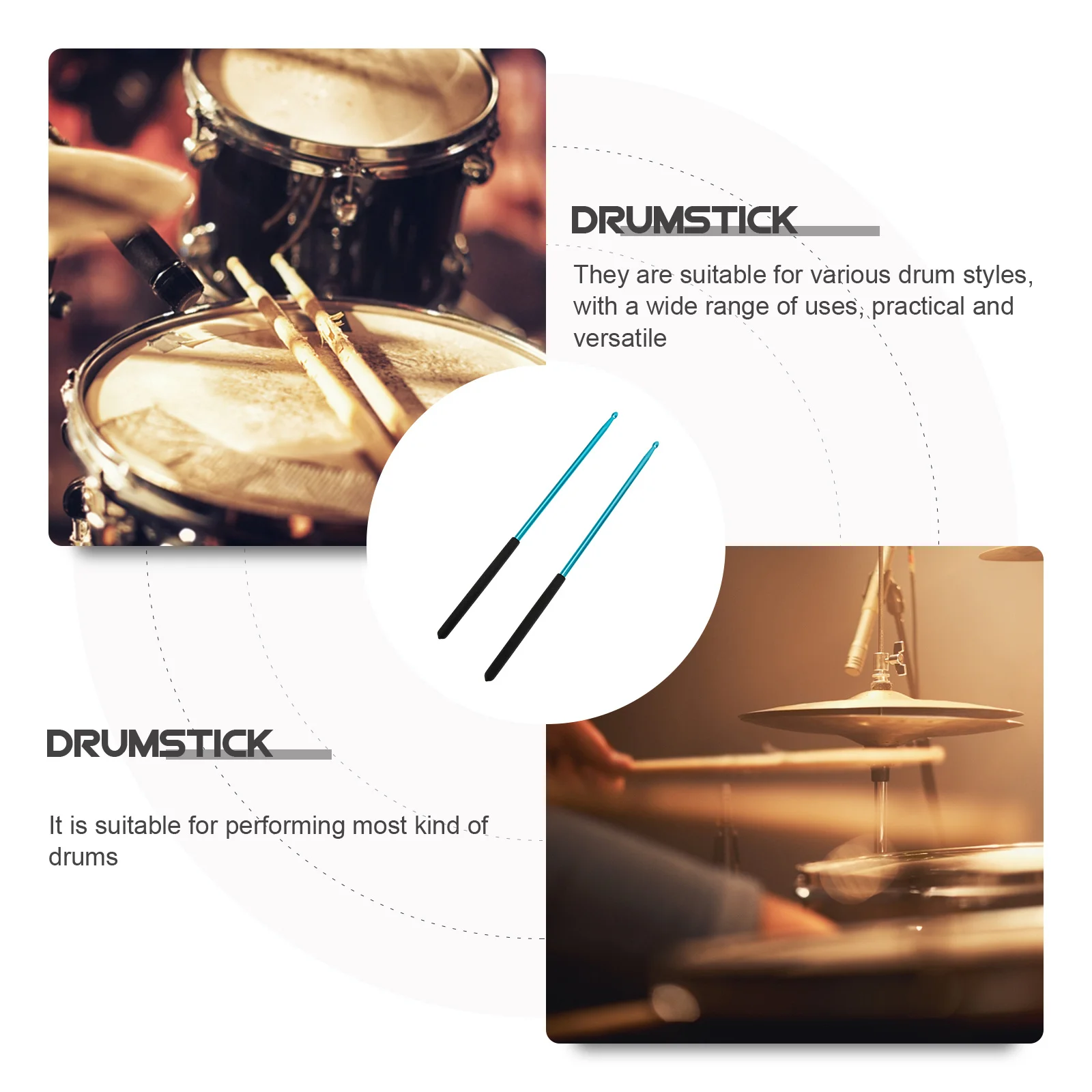 

1Pair 5a Alloy Drum Sticks Durable Smooth Surface Comfortable Grip Practical Percussion Tool Jazz Stage Performance