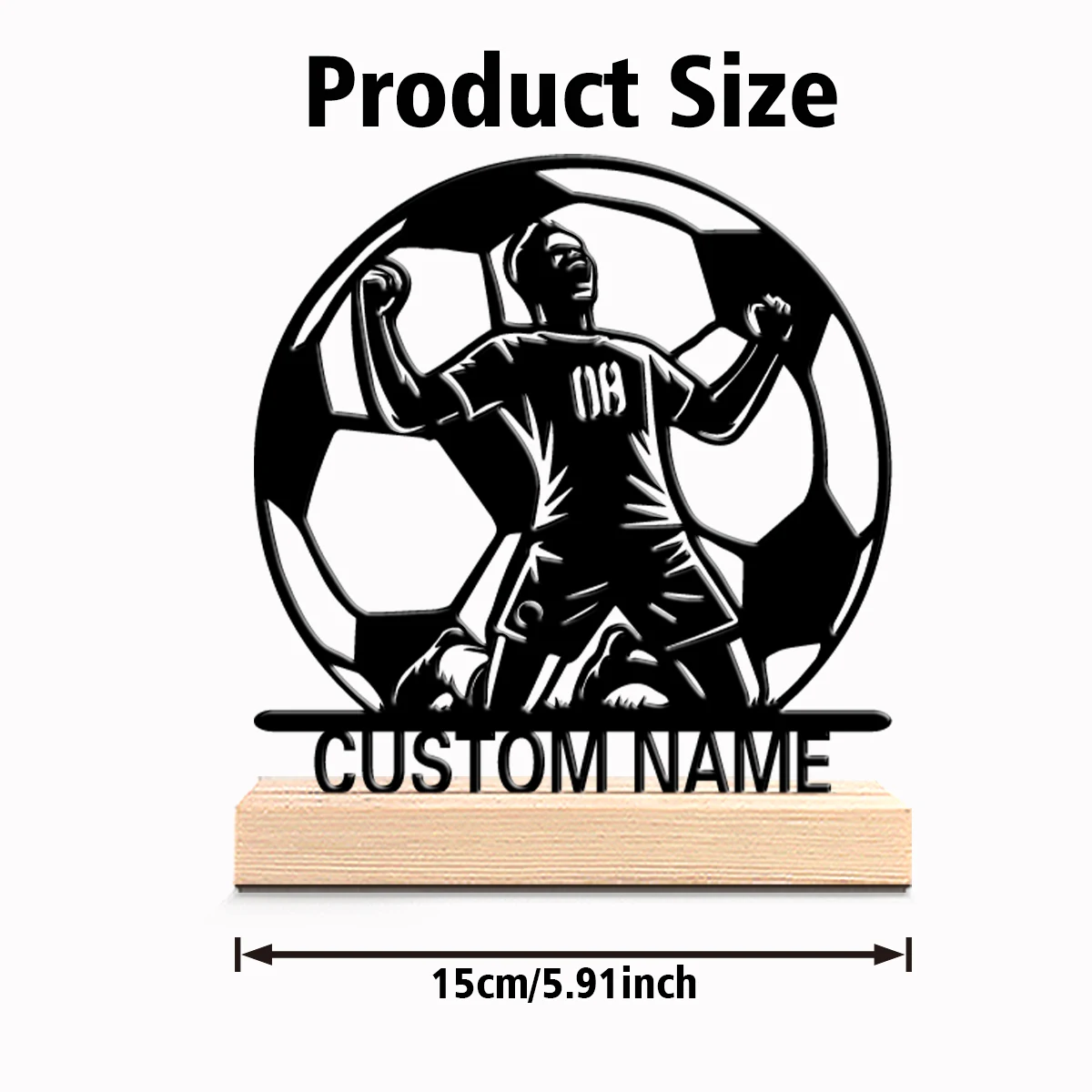 1pc Weird Personalized Custom Football Metal Statues Wooden Base Entryway Decor for Modern Farmhouse Garage Rustic Office Spaces