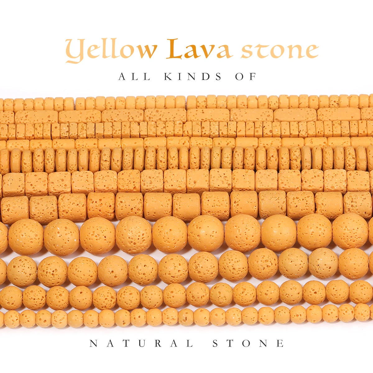 

Natural Yellow Lava Round Beads Square Abacus Barrel Beads Cylinder Square Beads for Jewelry Making Loose Gasket DIY Items