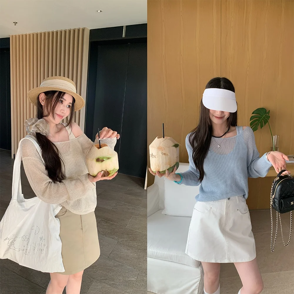 

Two-Tone Hollow out irt Set Faionable Ladies' Ensemble Beer Nine Sle Summer Collection Ele Workwear orm