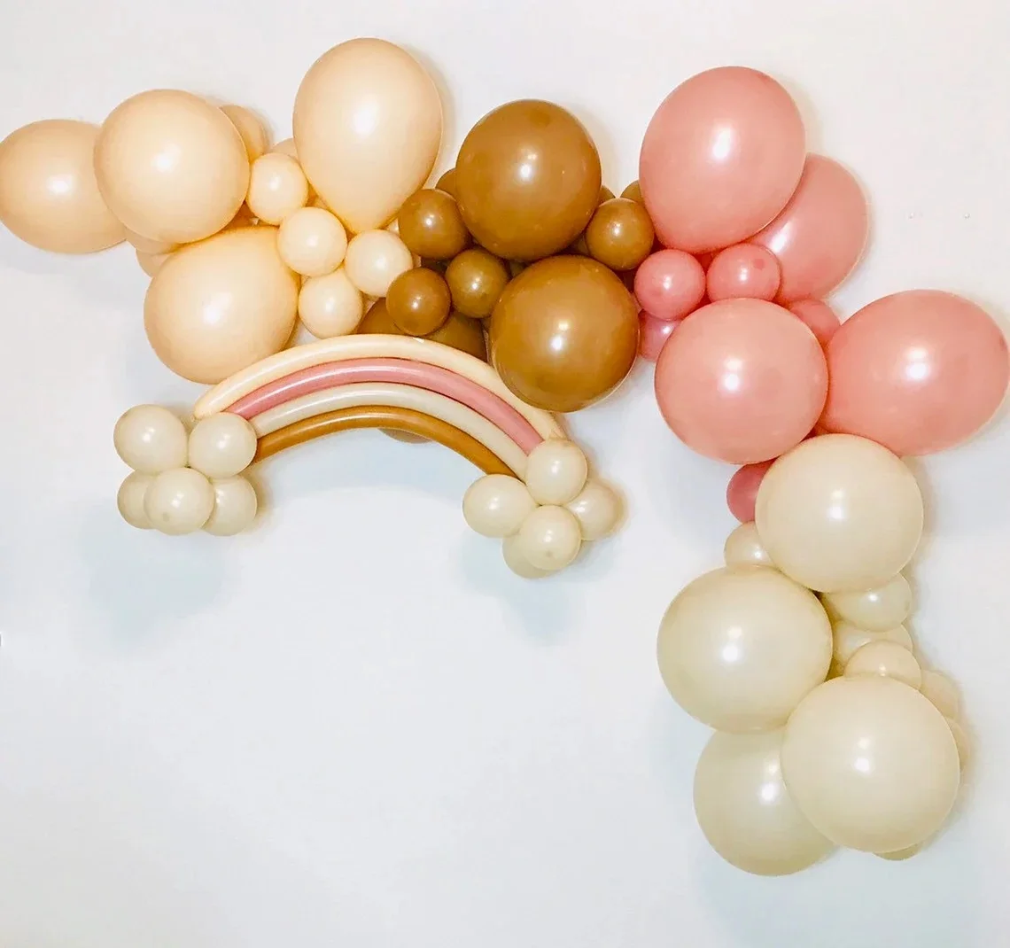 Boho Rainbow Long Twister Balloons Kit Blush Brown Globes for Bohemian Boho Birthday Decor Neutral Baby Shower Party Supplies