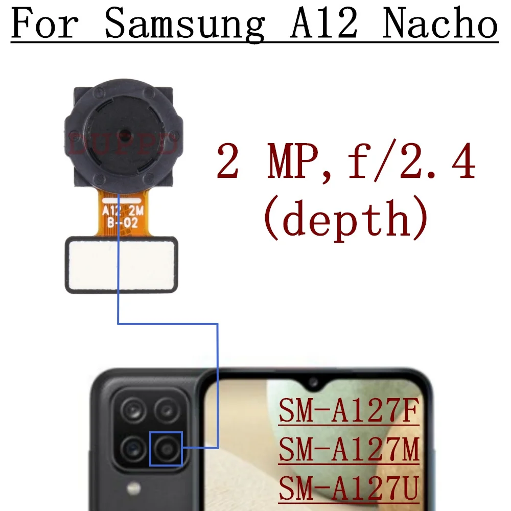 Front Rear Camera For Samsung Galaxy A12 Nacho A127 A127F A127U Back Wide Macro Depth Main Camera Module Flex Cable