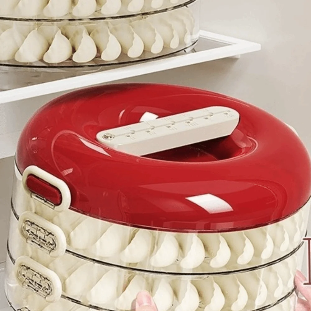 

Multilayer Dumplings Box Transparent Stackable Food Storage Container Timeable Airtight Lid Wonton Storage Box Keep Fresh