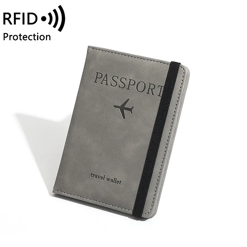 กระเป๋าใส่พาสปอร์ตสไตล์เรโทรสุดเท่ ทำจากหนัง PU ป้องกัน RFID พร้อมช่องใส่ตั๋วเครื่องบิน สำหรับการเดินทาง กันน้ำ