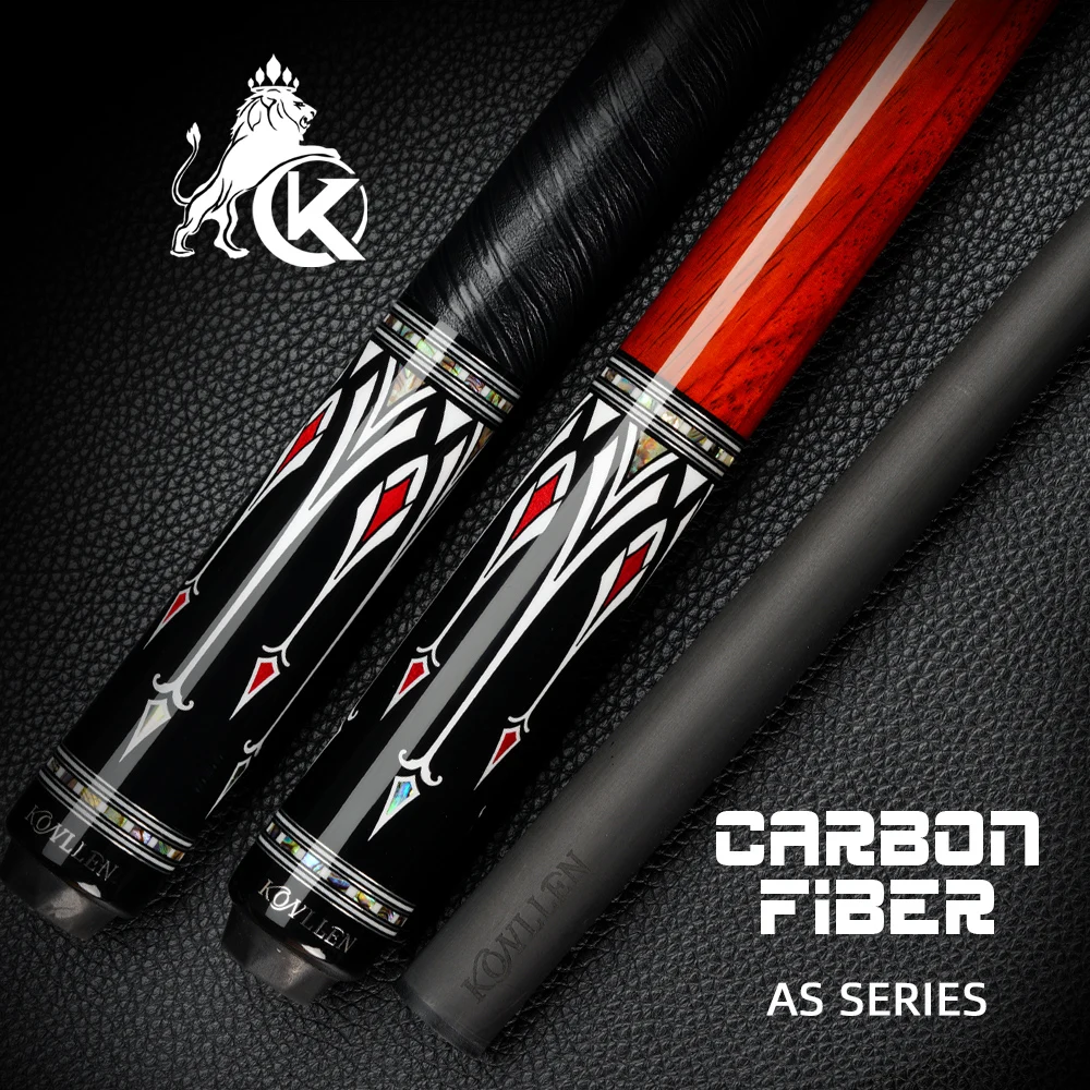 

KONLLEN AS Billiards Carbon Fiber Pool Cue Stick 12.5mm Tip Carbon Energy Shaft 3/8*8 Radial Pin Joint Professional Billiard