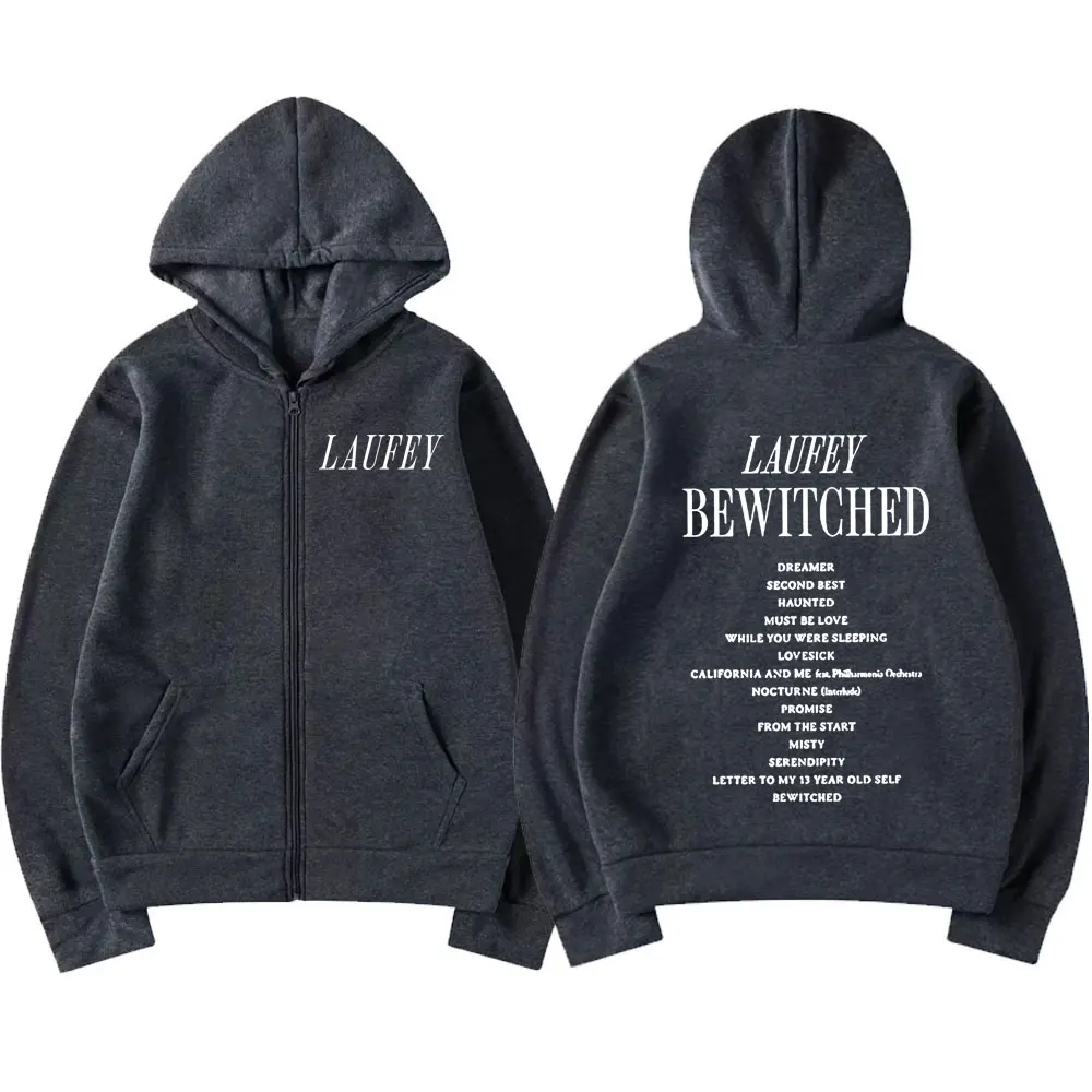 Laufey The Bewitched Tour 2024 Zipper Hoodie Fashion Harajuku Long Sleeve Hooded Sweatshirt Aesthetics Oversized Zip Up Pullover