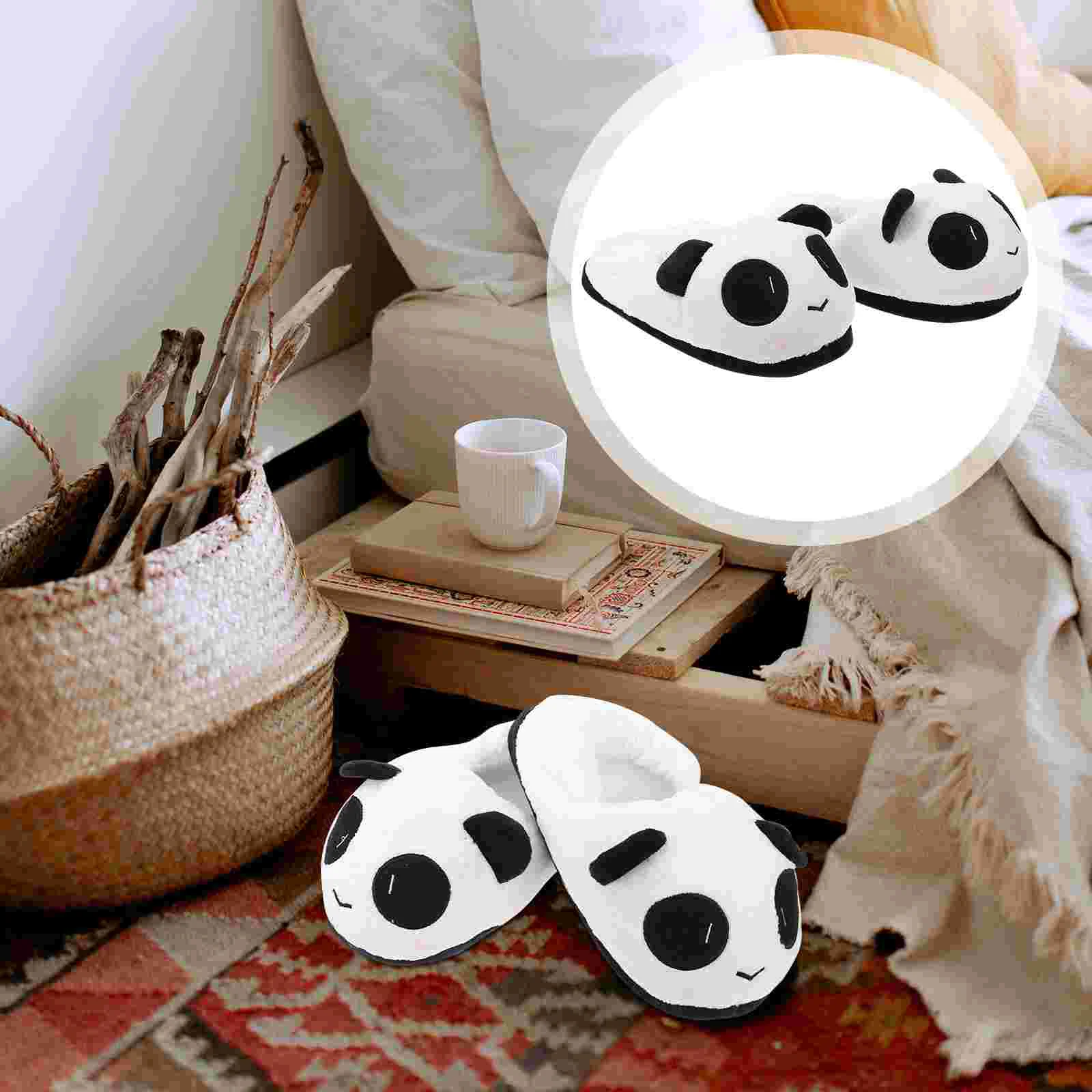 

2 Pcs Panda Cotton Shoes Pressure Relief Slippers Women Winter Aldult Non- Couple Wear Adorable Indoor Plush