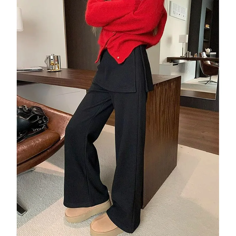 2026 Trendy Designer Lady Solid Casual Pants Female High Waist Straight Leg Trousers Girls Korean Slim Fit Thin Pants
