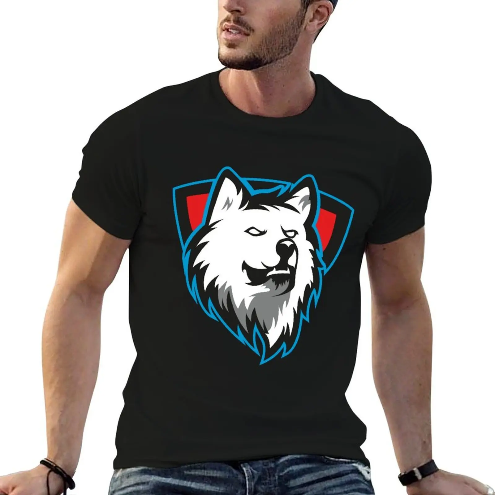 

White Wolf Shield T-Shirt t shirts with prints man graphic t shirt t shirts for man cotton funny T-shirt