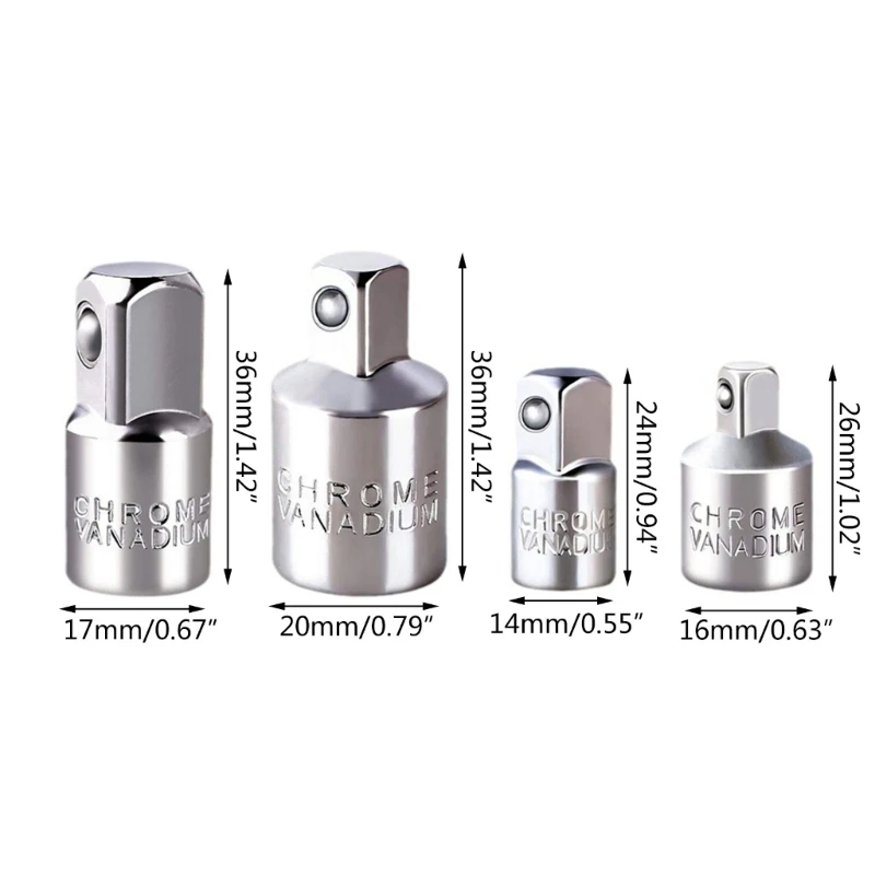 Juego reductores adaptadores enchufe impacto, convertidores adaptadores enchufe 1/4 3/8" y 4 Uds.