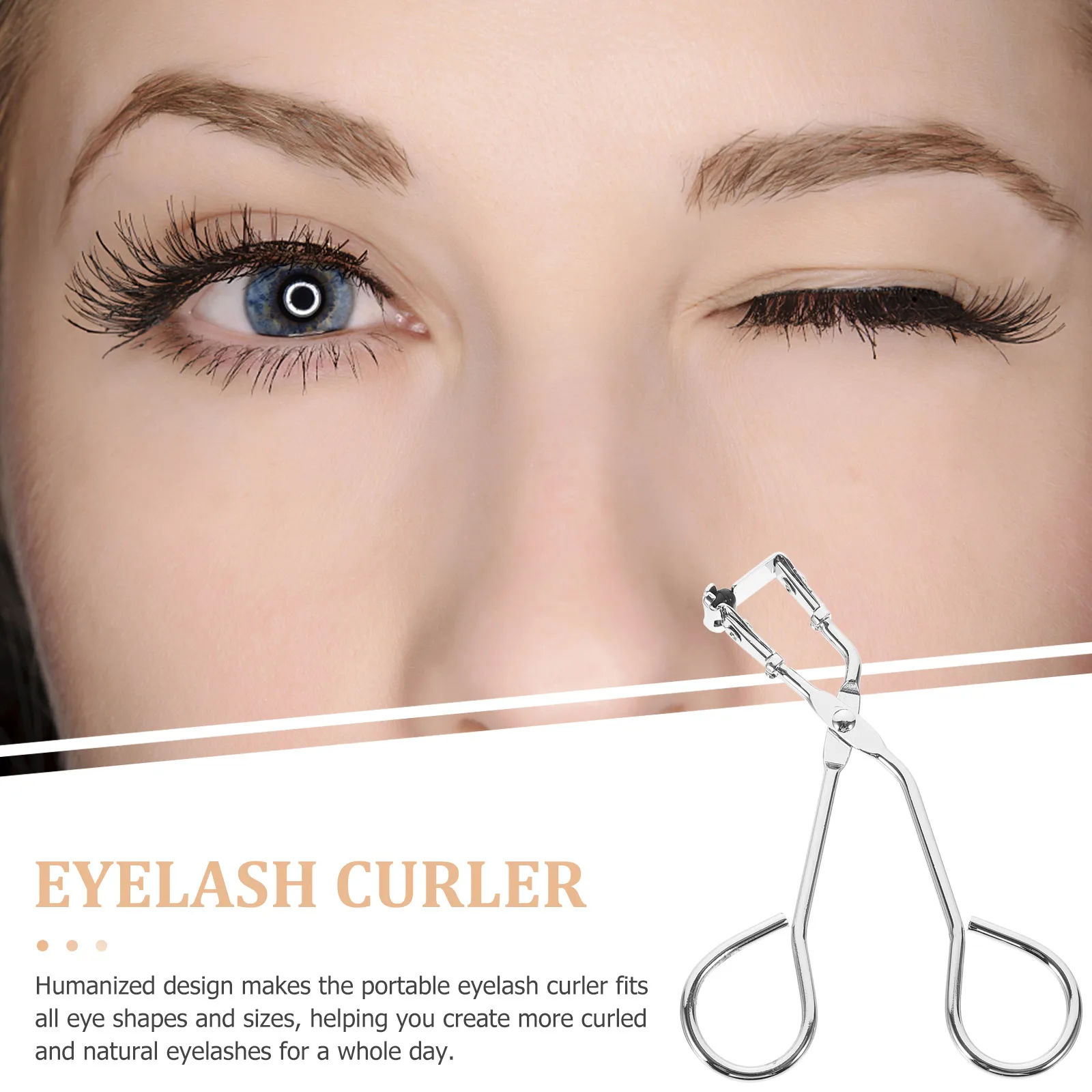 

Eyelash Curler Black Silicone Grip Stainless Steel Portable Mini Tool Silver Color Long Lasting Curl Easy Travel Size Women