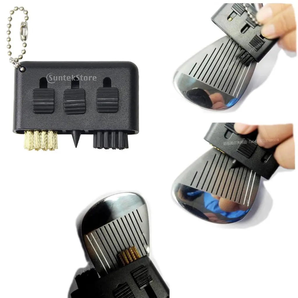 Golf Clean Brush 3 in 1 Groove Cleaner Club Kit Golf Brush Tool Pocket Size for Course and Range