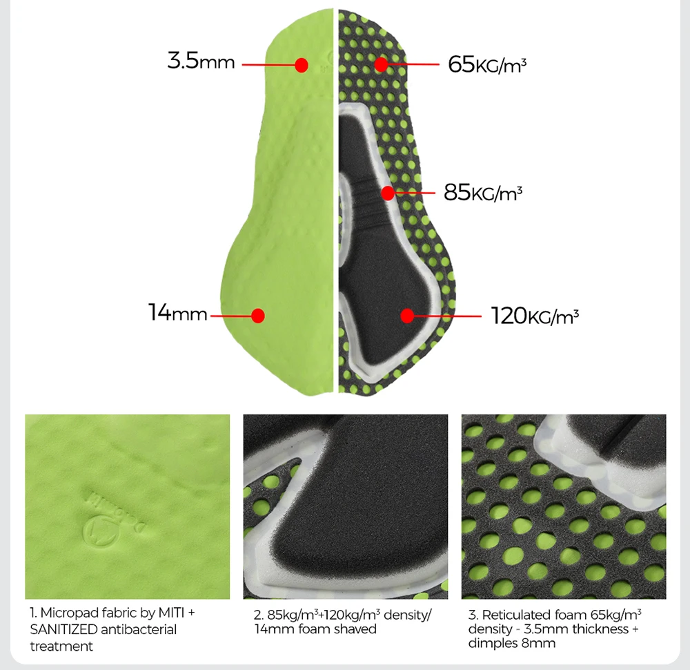 RION Fahrradhose für Herren und Damen, Winter-Thermo-Fahrradhose, MTB-Tights, gepolsterte Rennrad-Trägerhose, spritzwassergeschützt, winddicht, 7H 8H – Detail 5