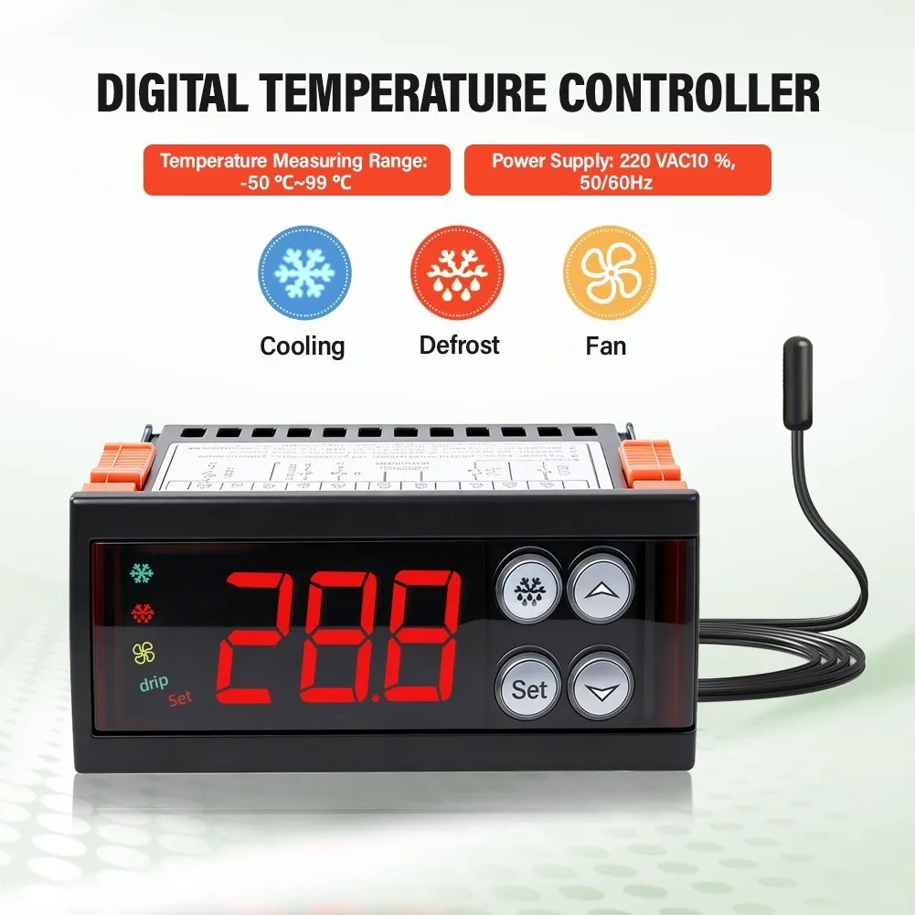220V Refrigeration Control Thermostat Compatible with For ECS-974 Three Output Relays for Cooling Defrosting and Fan Control