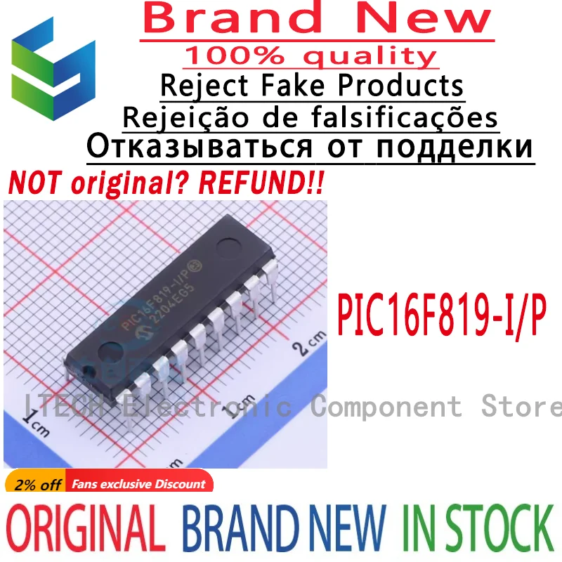 

10PCS/LOT Original PIC16F819-I/P PIC16F819-I PIC16F819 DIP18 New In Stock