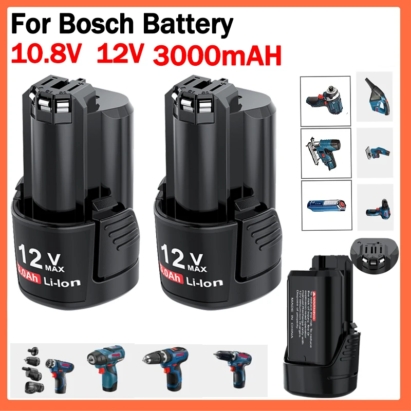 10.8V/12V 3000mAh Battery For Bosch BAT411 Li-ion BAT412A BAT414 BAT412 D-70745GOP 2607336014 2607336013 PS20-2 PS40-2