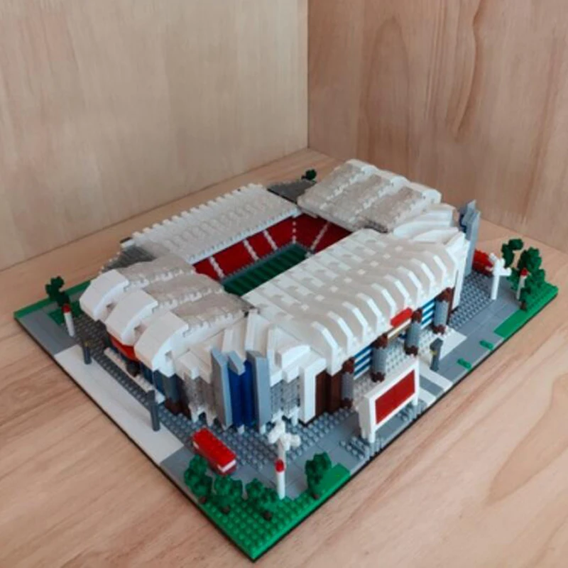 Calcio Old Trafford Stadium campo da calcio architettura mondiale 3D Mini Diamond Blocks mattoni giocattolo da costruzione per bambini senza scatola