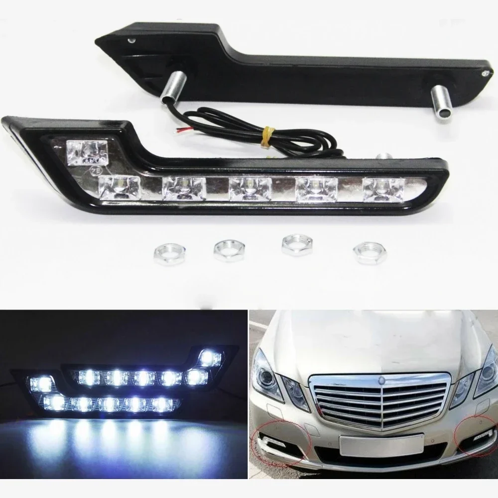 2pcs/set 6led Waterproof Fog White Lights Driving Accessories Drl Light L-shaped 12W6k9 Universal Led Car Daytime Running Light