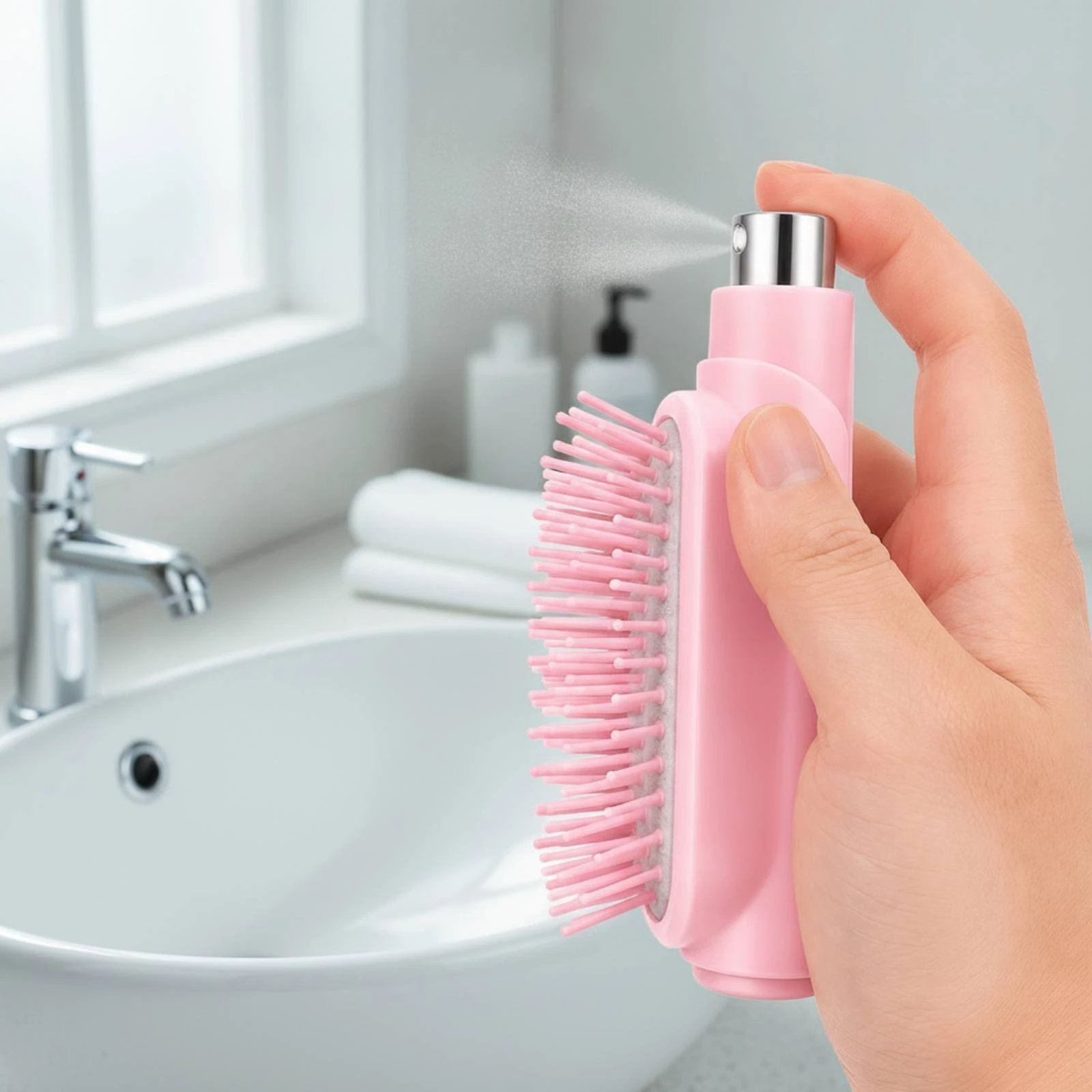 Doublepurpose Spray Hairbrush Refillable Hair Brush with Spray Bottle Misting Hair Brush Compact Massaging Hairbrush Portable