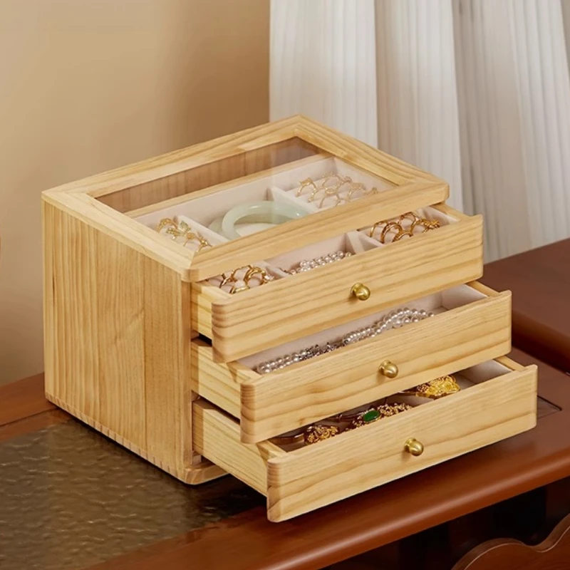 

Retro Jewelry Storage Box Women's Necklace Earrings Storage Box Portable Rings Organizer Container Multilayer Trinket Case