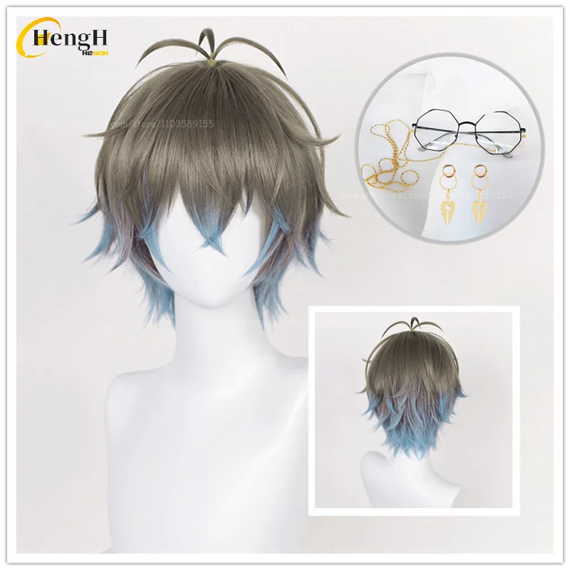 In Stock lke Eveland Synthetic Anime Short 30cm Gradient Cosplay Anime Wig Heat Resistant Hair Halloween Unisex Wigs + A Wig Cap