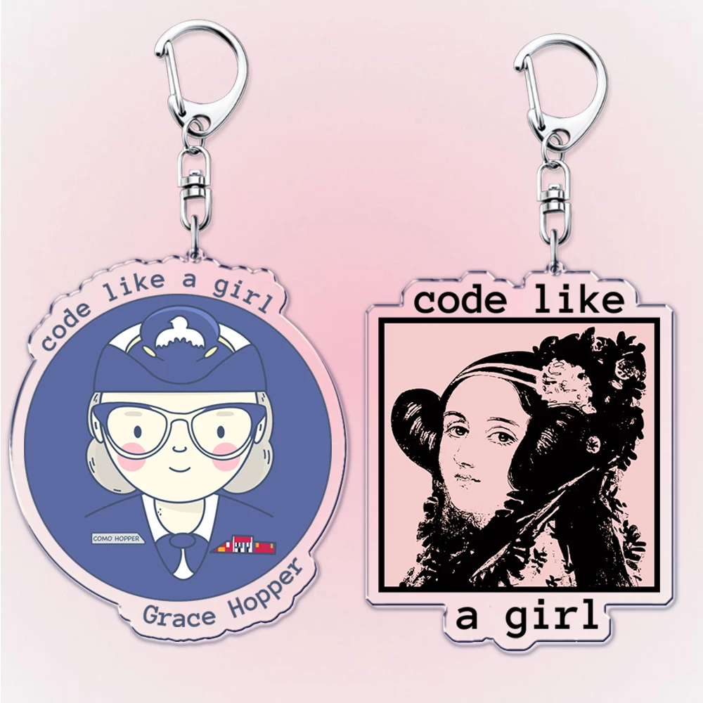 Funny Code Like A Girl Programmer Keychain for Accessories Programming Developer Computer Keyring Jewelry Fans Friends Gifts