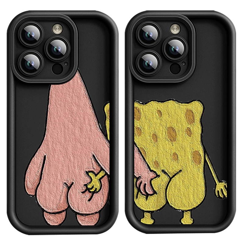 Cartoon SpongeBobs Soft Case for Samsung Galaxy S23 S22 S21 Ultra Plus S20 FE A54 A53 A52 A52S A51 A50 A50S A34 A33 A32 5G Cover