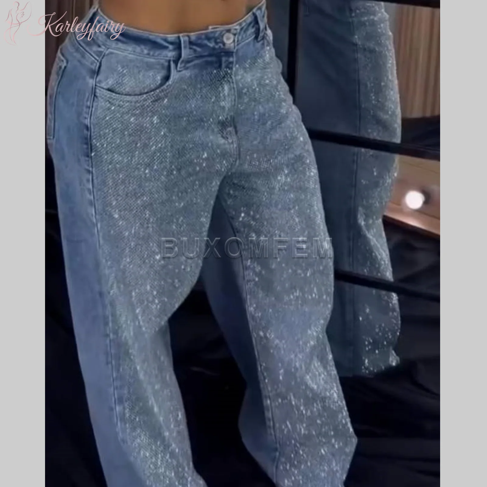 

2025 женские милые стильные модные мешковатые брюки, потертые синие женские широкие свободные джинсы, новые стильные широкие брюки, джинсовые брюки