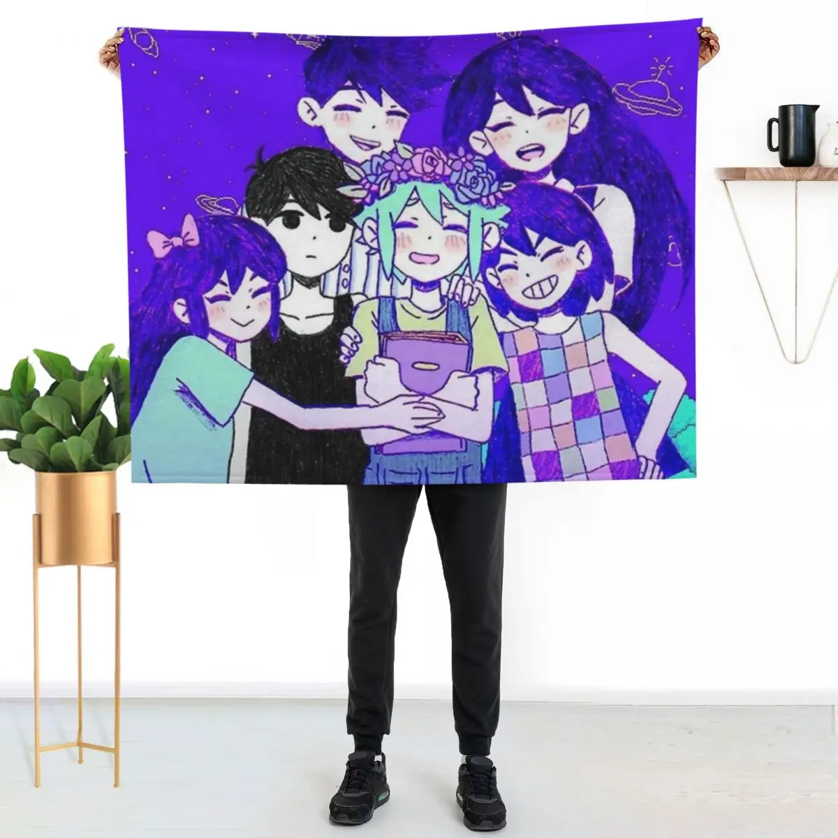 Omori Character II Throw Blanket anime Designers Picnic funny gift Sofas Blankets