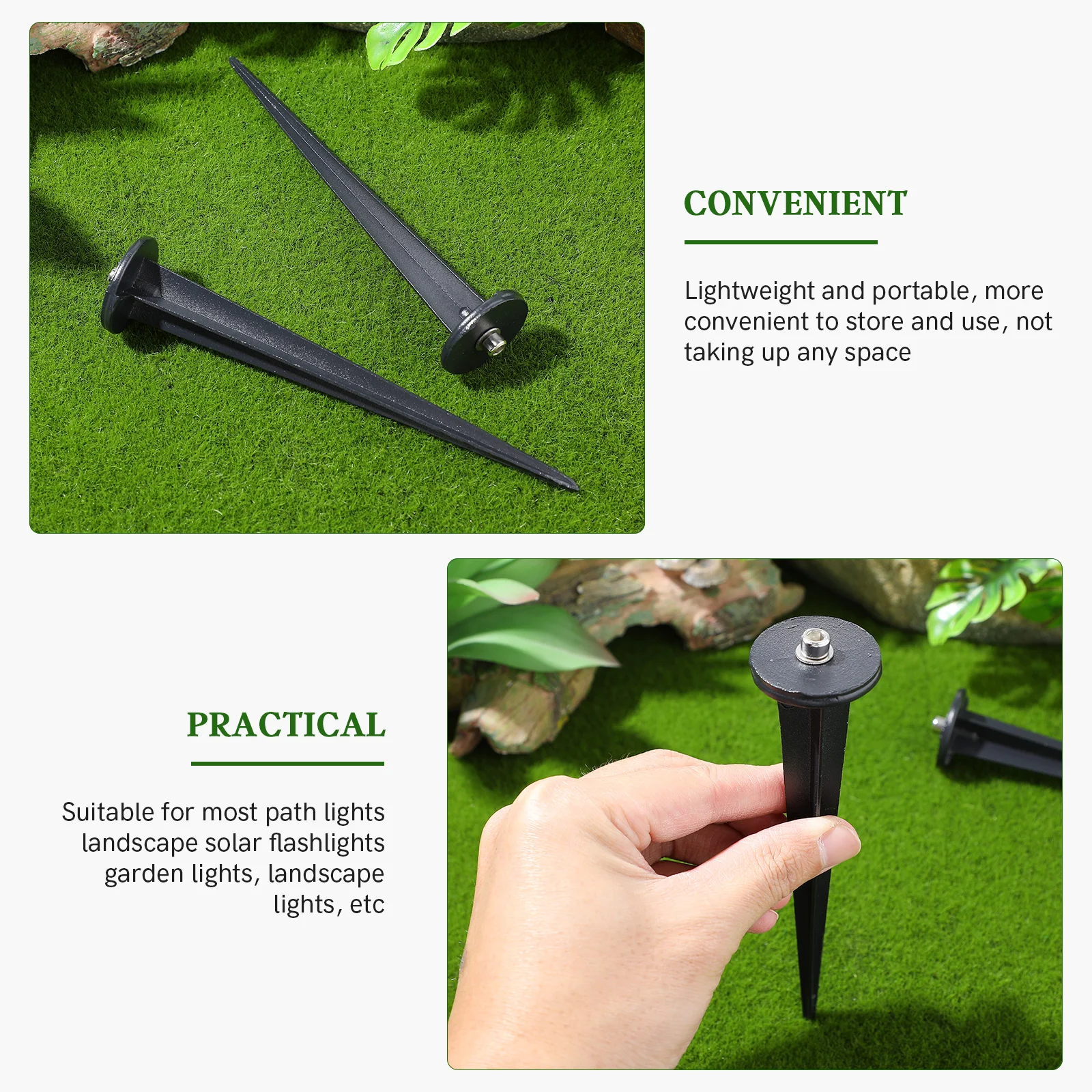 Estacas de casquillo para lámpara de césped con tornillos roscados solares para luces de jardín