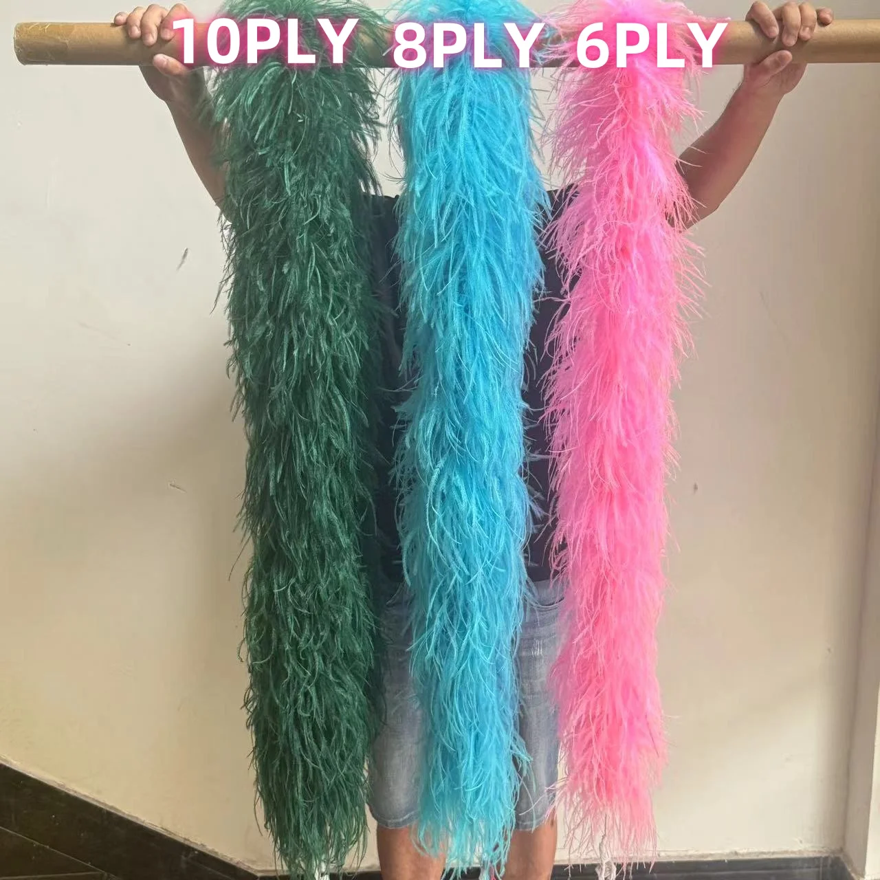 20Ply Super Rose Ostrich Feather Boa for Wedding Party Dress Skirt Shawl Customzied 2 Meter Ostrich Plumes Cape Decoration