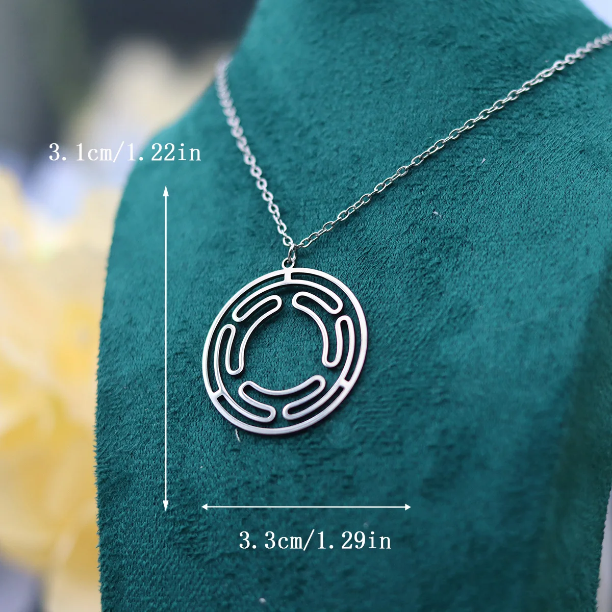 Kinitial Stainless Steel Hekate Wheel Necklace Pendant Goth Strophalos Hecate Magic Symbol Logo Charm for Women And Men Jewelry