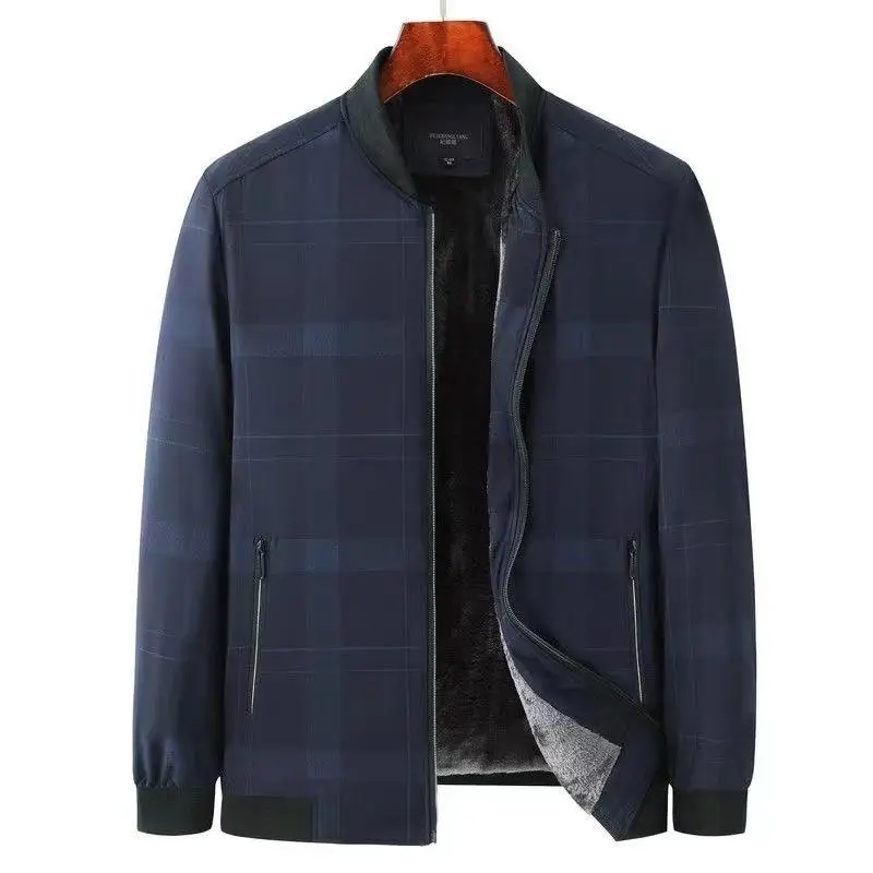 الرجال Thiened Fce اصطف القطن Jaet البيسبول Sle عارضة الخريف الشتاء ملابس خارجية ort طول سستة إغلاق معطف