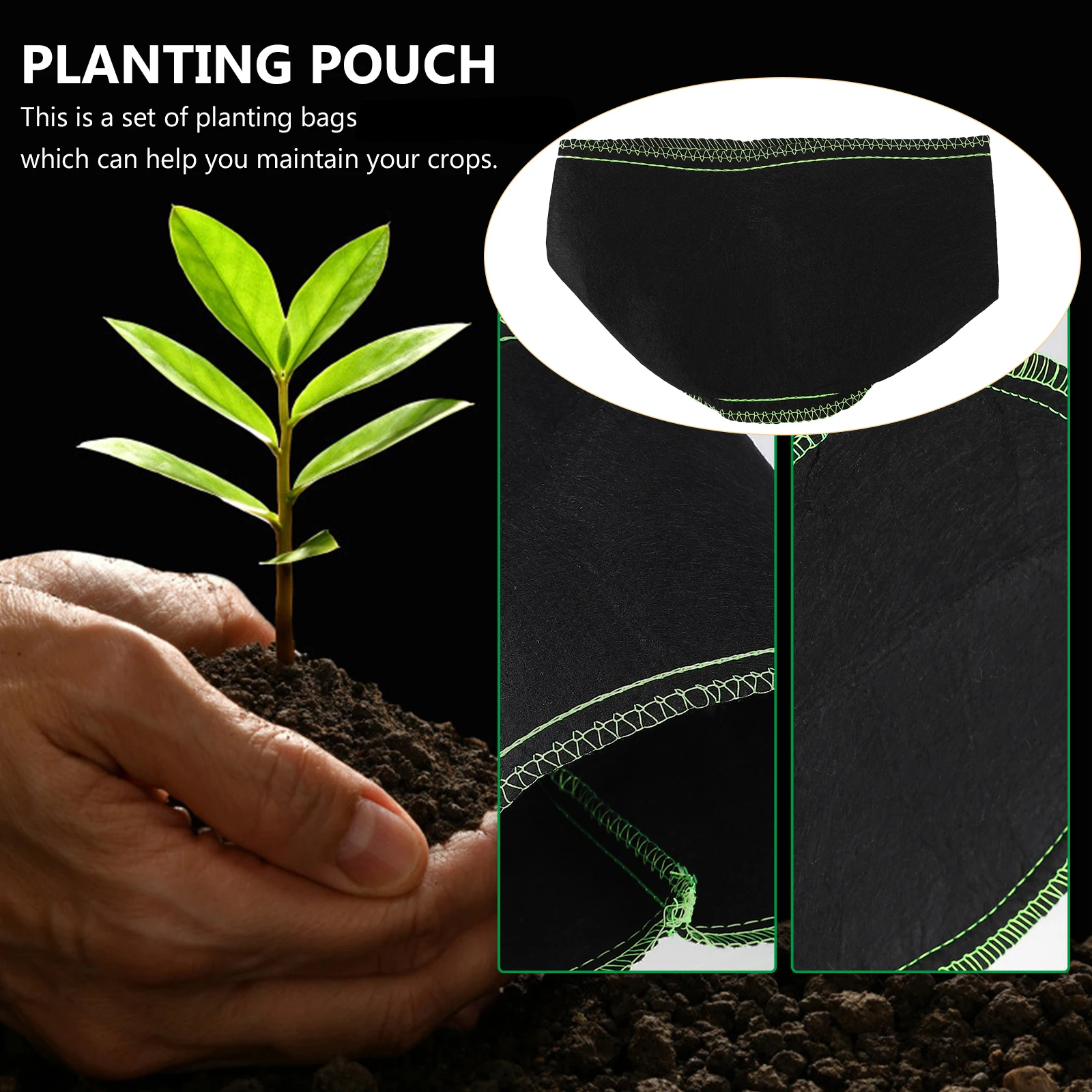 

6pcs Grow Bag Planting Pouch Durable Non-Woven Fabric Biodegradable Garden Planter with Handles for Home