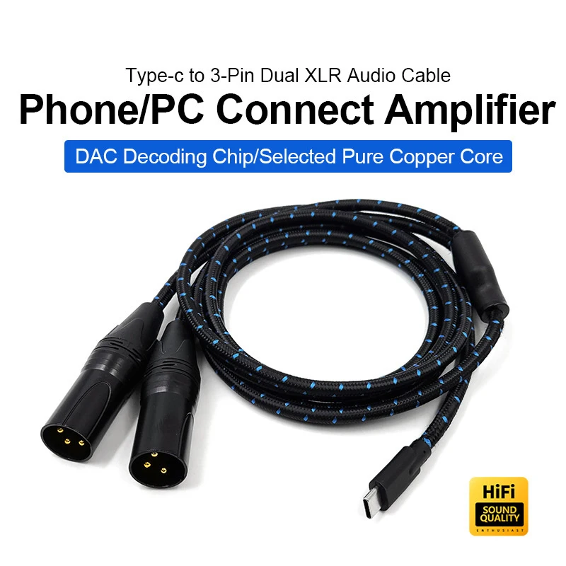 

1Pcs TYPE-C To Dual XLR 3-pin Adapter For Amplifier Audio Speakers