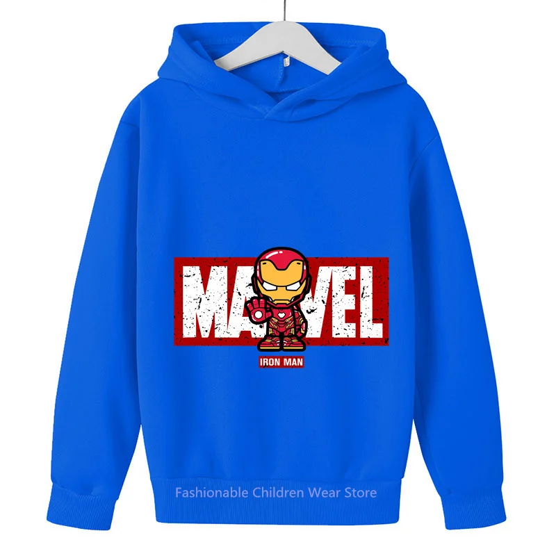 New Marvel Avengers Q-Edition Iron Man Cartoon Children\'s Hoodie with Hood - Fashionable & Cozy for Boys & Girls