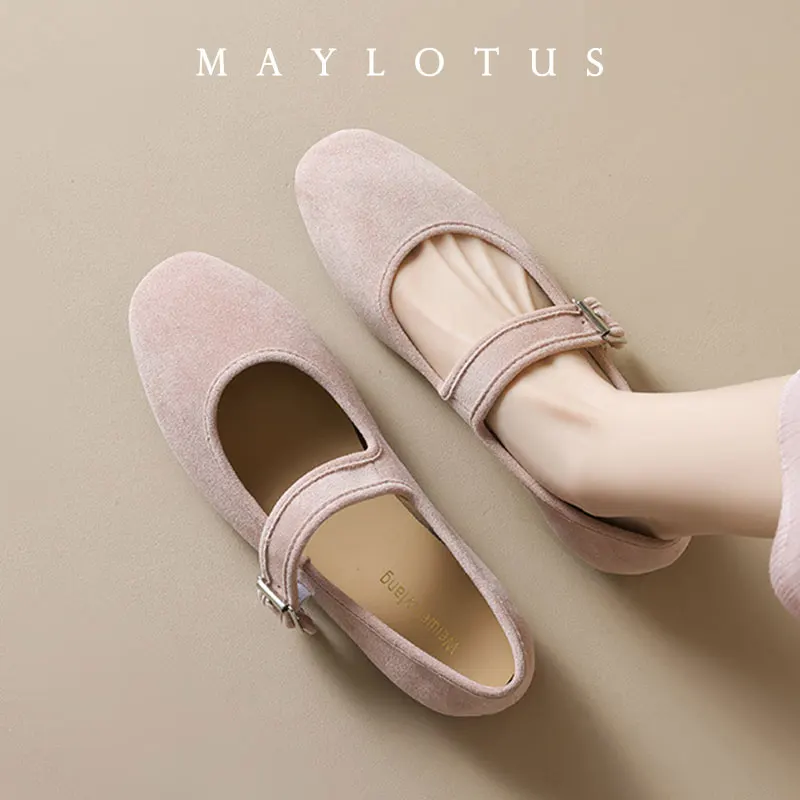 Zapatos Mary Jane de Terciopelo para Mujer, Tallas 35-43, Cosidos a Mano, Casuales, de Calle, Bailarinas, Color Sólido, Mocasines de Tela
