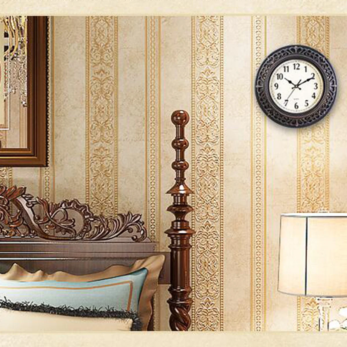 

Vintage 12-Inch Wall Clock Hollowed-Out Numerals Silent Large Decorative Dial Clock for Living Room Bedroom Kitchen