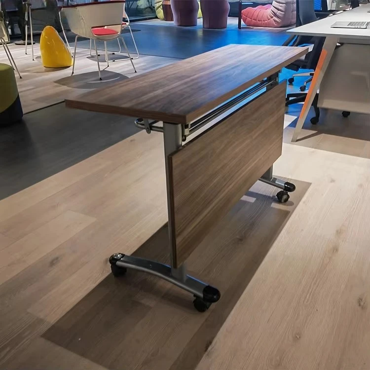 Portable Simple Movable Foldable Iron Metal School Meeting Room Desk Conference Training Computer Study Table Desk With Wheels