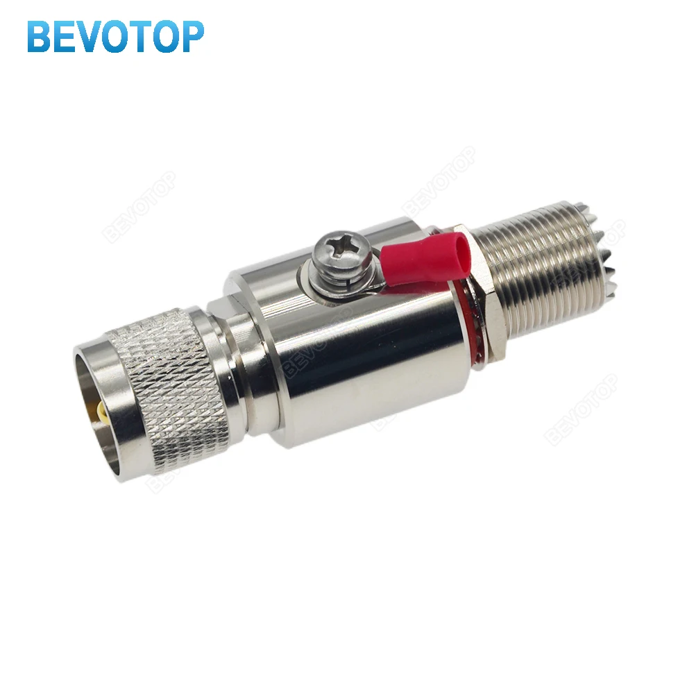 BEVOTOP UHF Coaxial Lightning Protector UHF Female to PL259 UHF Male Gas Discharge Protection for Radio WLAN WiFi 50ohm