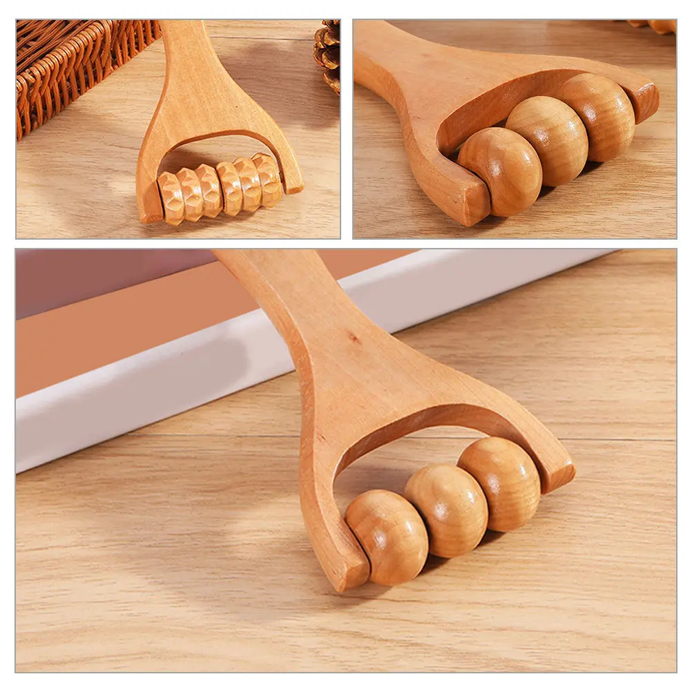 

2pcs Wooden Massage Roller Tool For Back Neck Leg Muscle Relief Portable Handheld Wood Therapy Roller For Tension Release Blood
