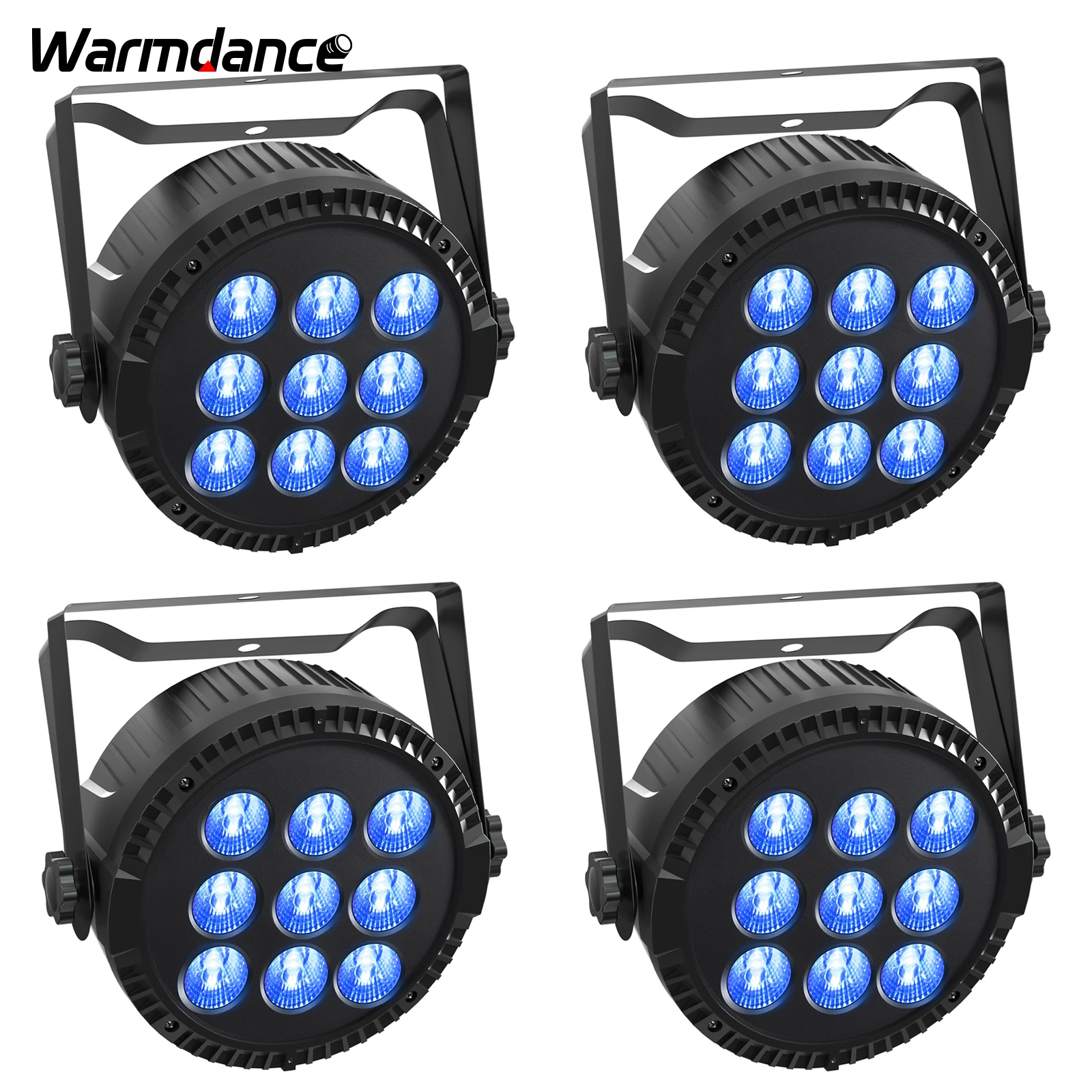 4PCS/SET 9LEDs Par Lights RGBW Stage Lighting Effect Remote Control LED Projection Light for Disco Party Concert Wedding Theater