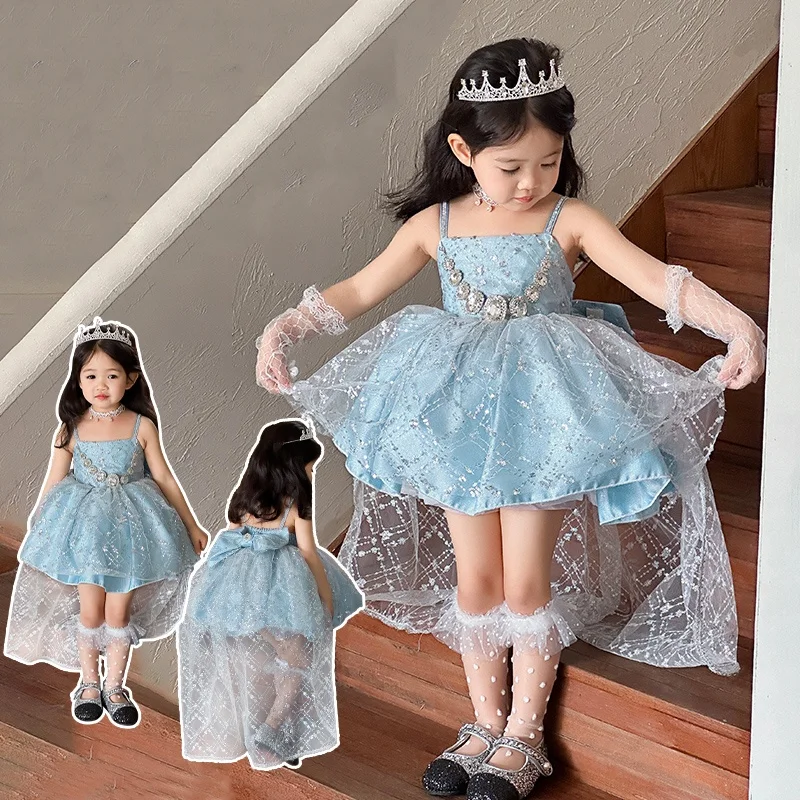 

Baby Girls Stage Performance Dress Little Girl Ball Gown Size 2-9Y Kids Birthday Dress Child Party Skirt Princess Evening Dress