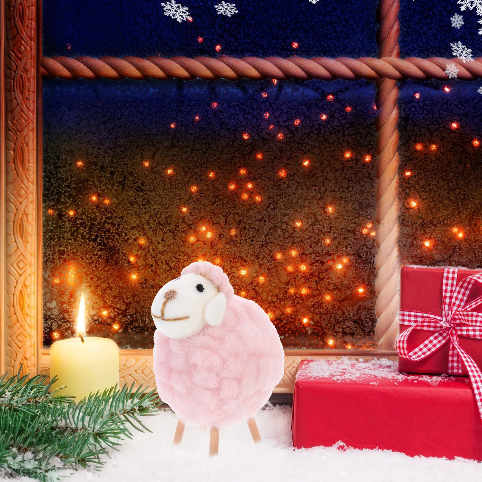 

Cute Sheep Figurine Felt Ornament Baby Mini Figurines Animal Christmas Decorations
