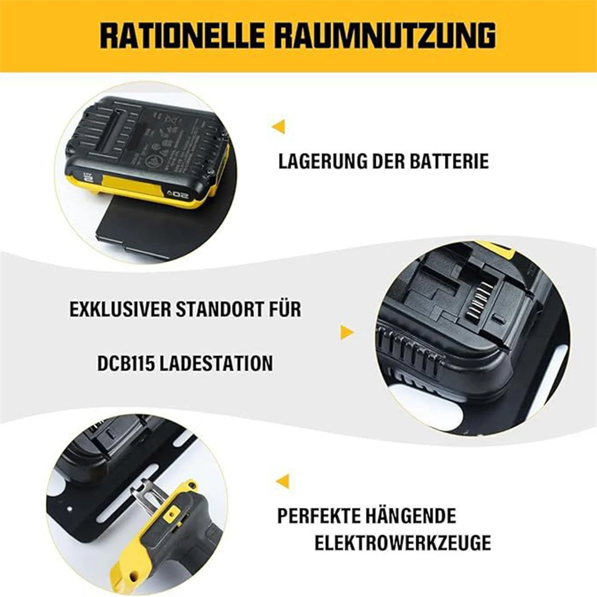 

N35R_Wall Mount Bracket for DeWalt 20V Battery DCB115 Charger